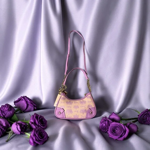 Juicy Couture Shoulder Bag Womens Lavender Purple New Monogram Y2K Crossbody - Picture 8 of 11